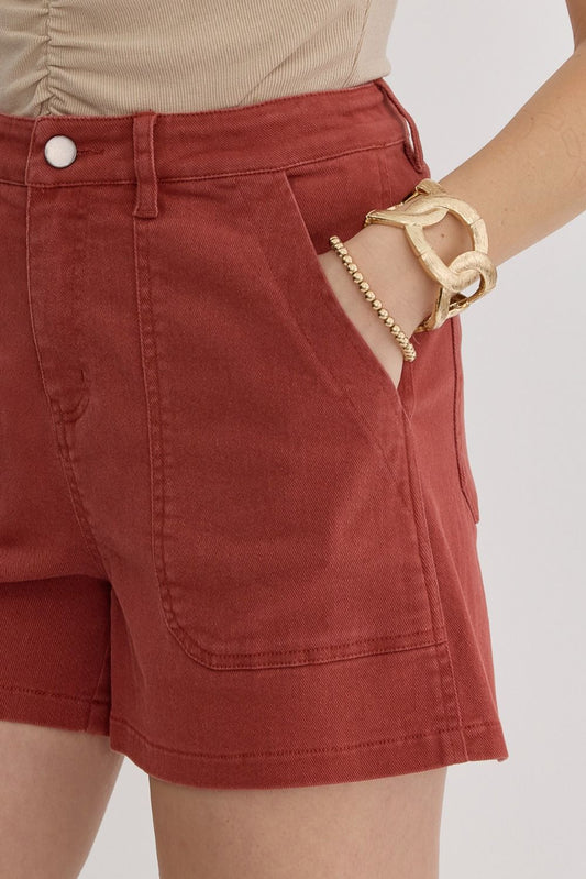 Rust High Waist Shorts