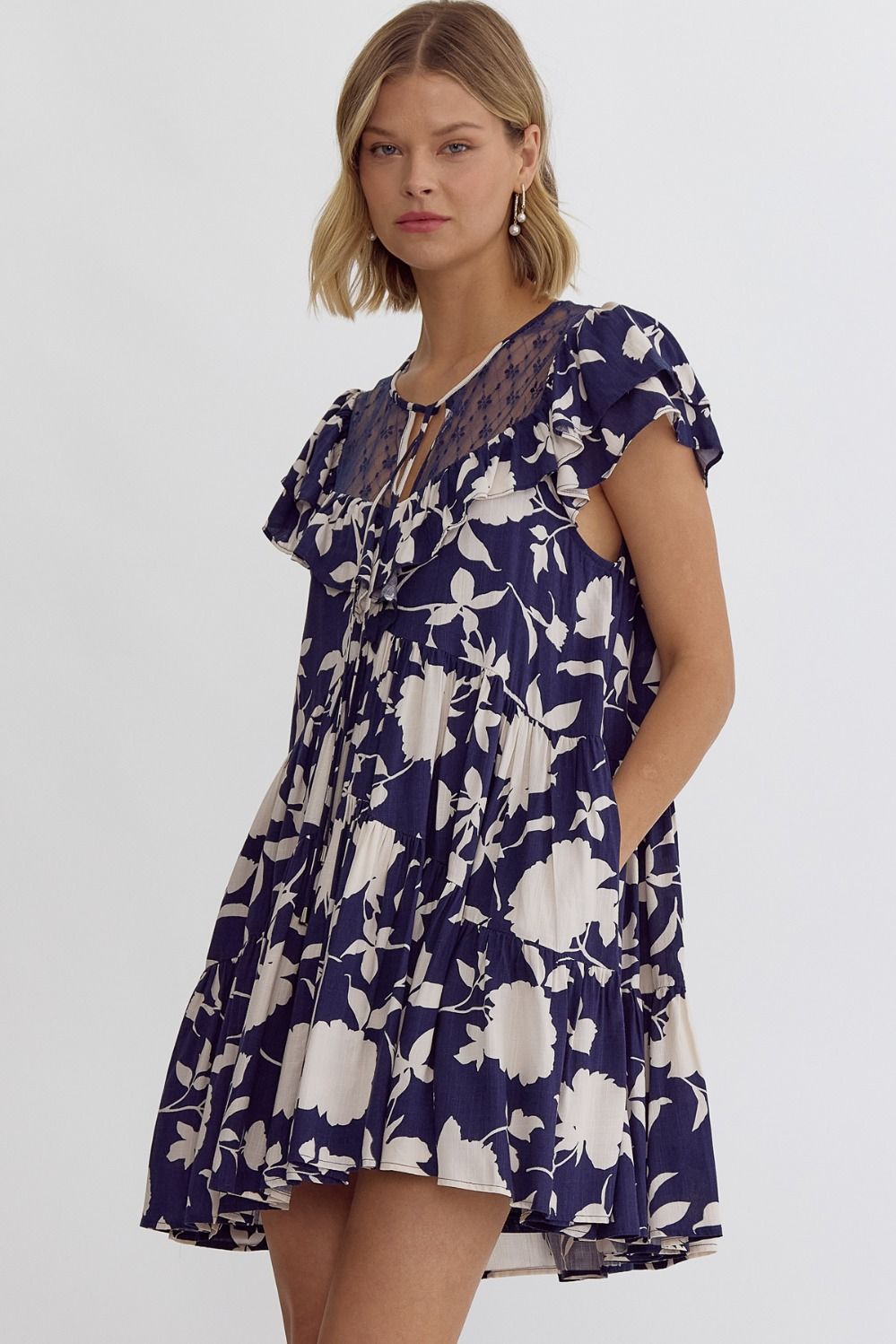 Navy Floral Dress