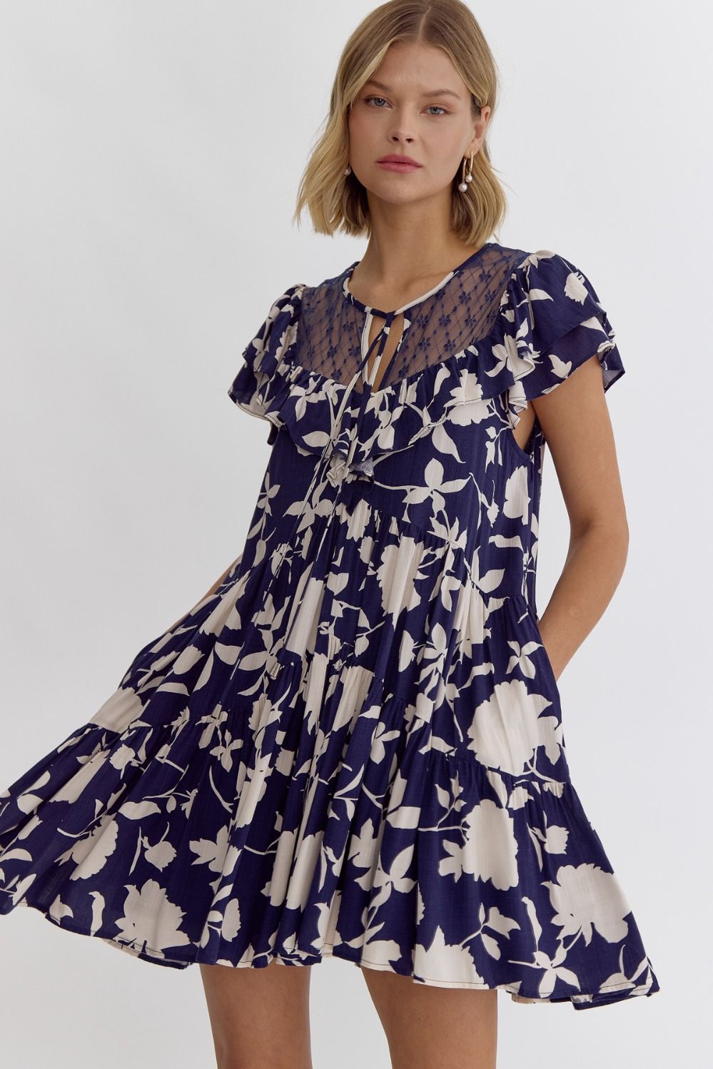 Navy Floral Dress