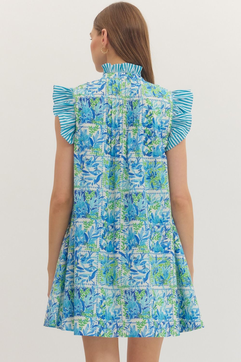 Teal Ruffle Sleeve Dress