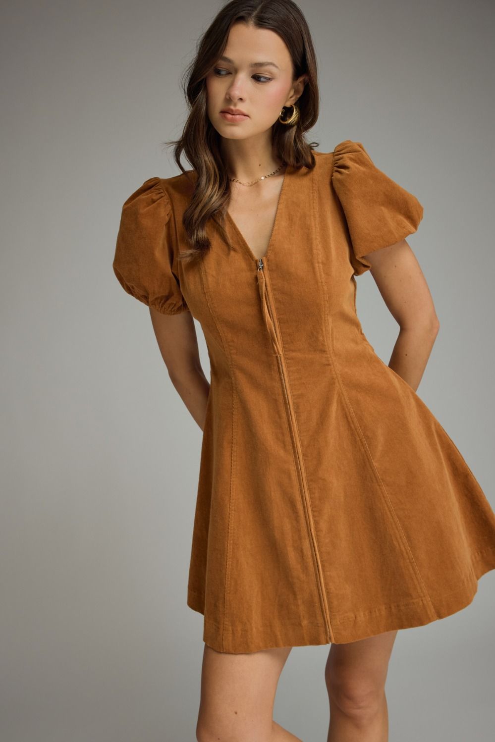 Puff Sleeve Zip Dress