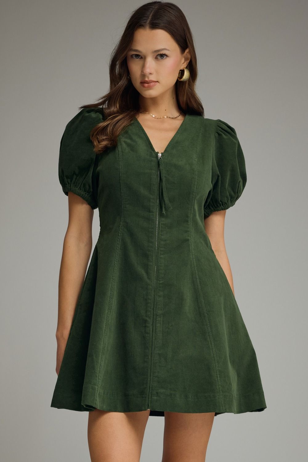Puff Sleeve Zip Dress