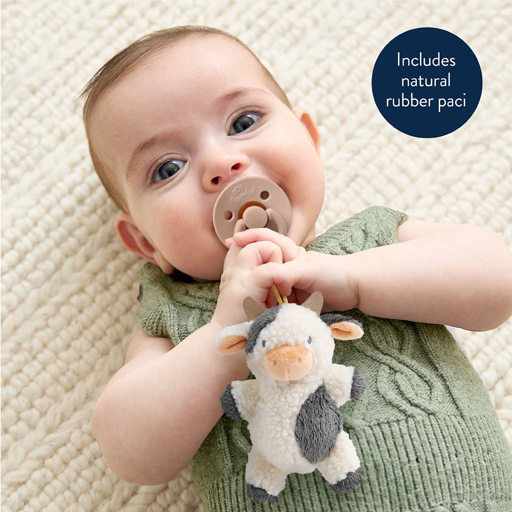 Cow Bitzy Pal Pacifier & Plush