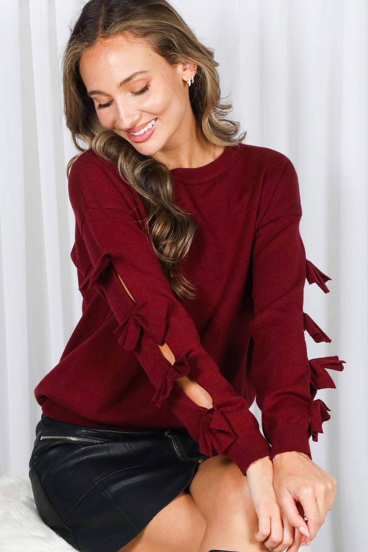 Orange Bow Sleeve Sweater