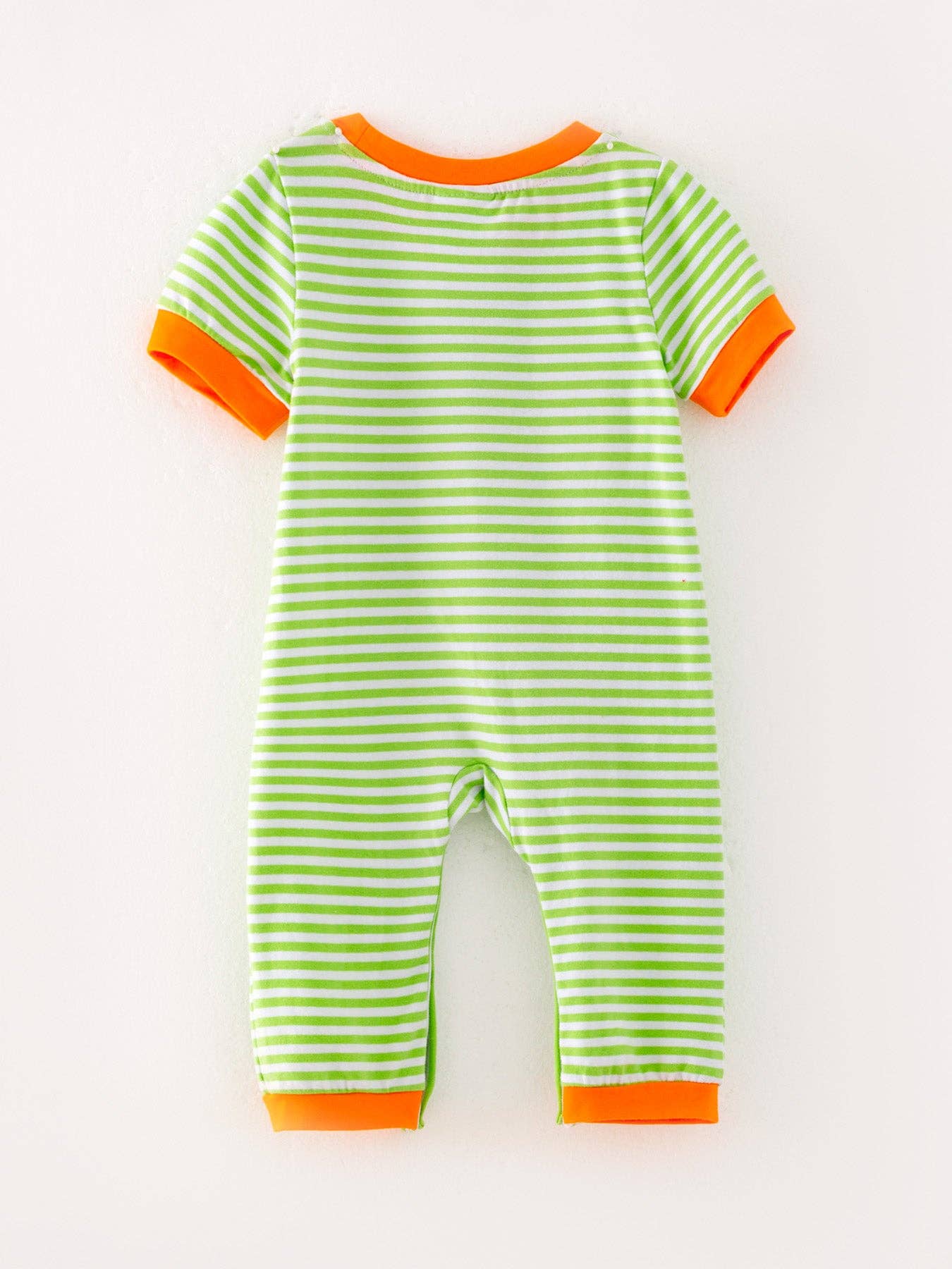 Pumpkin Smocked Striped Romper