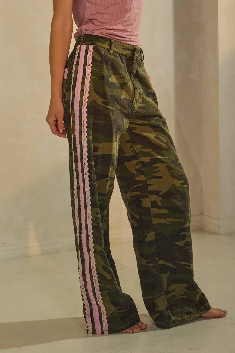 Washed Camo Cotton Pants