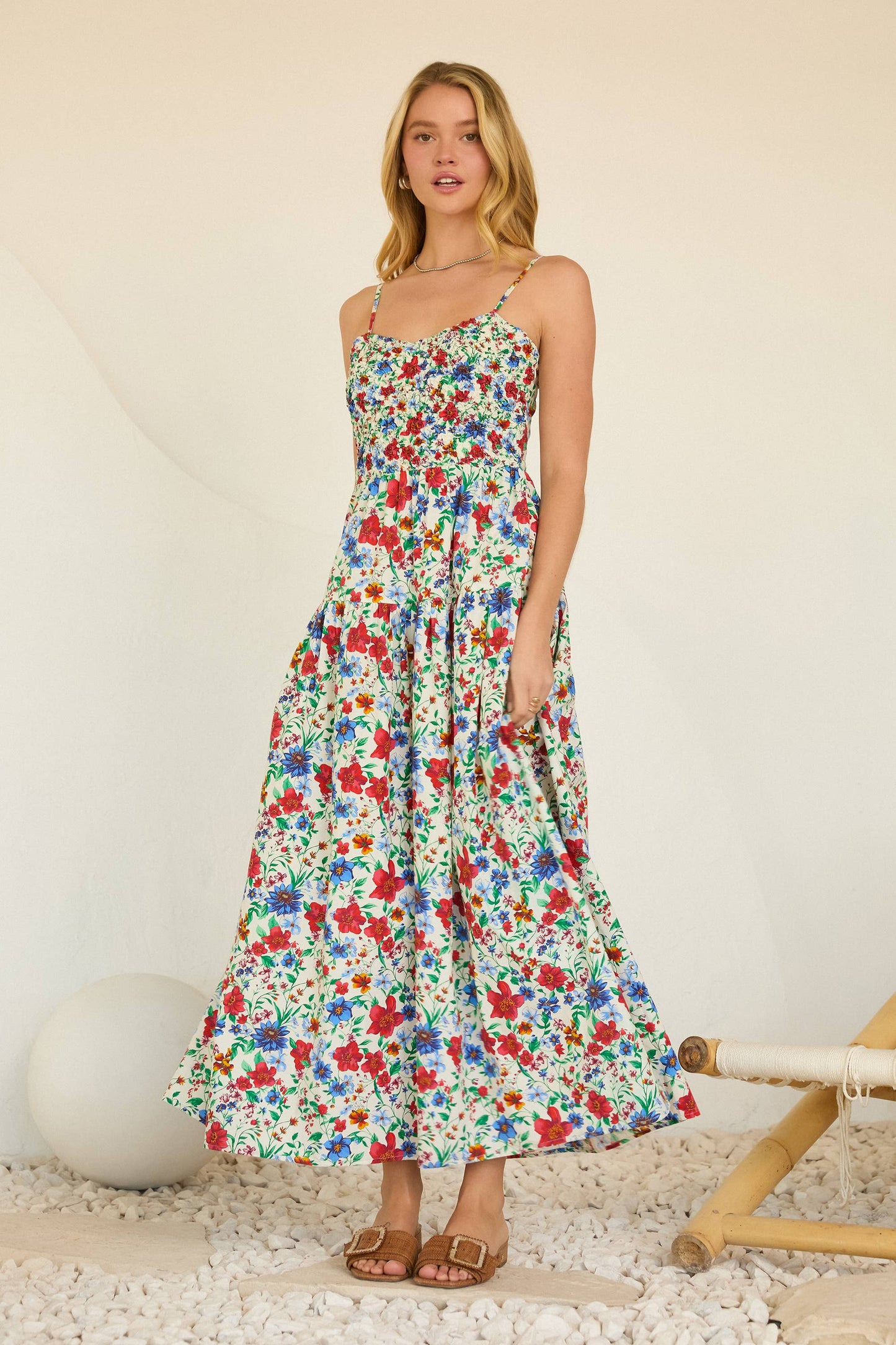 Floral Maxi Dress with Smocking