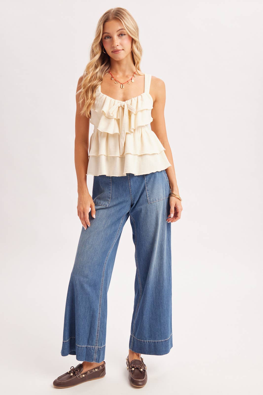 RUFFLE TIERED CAMI TOP