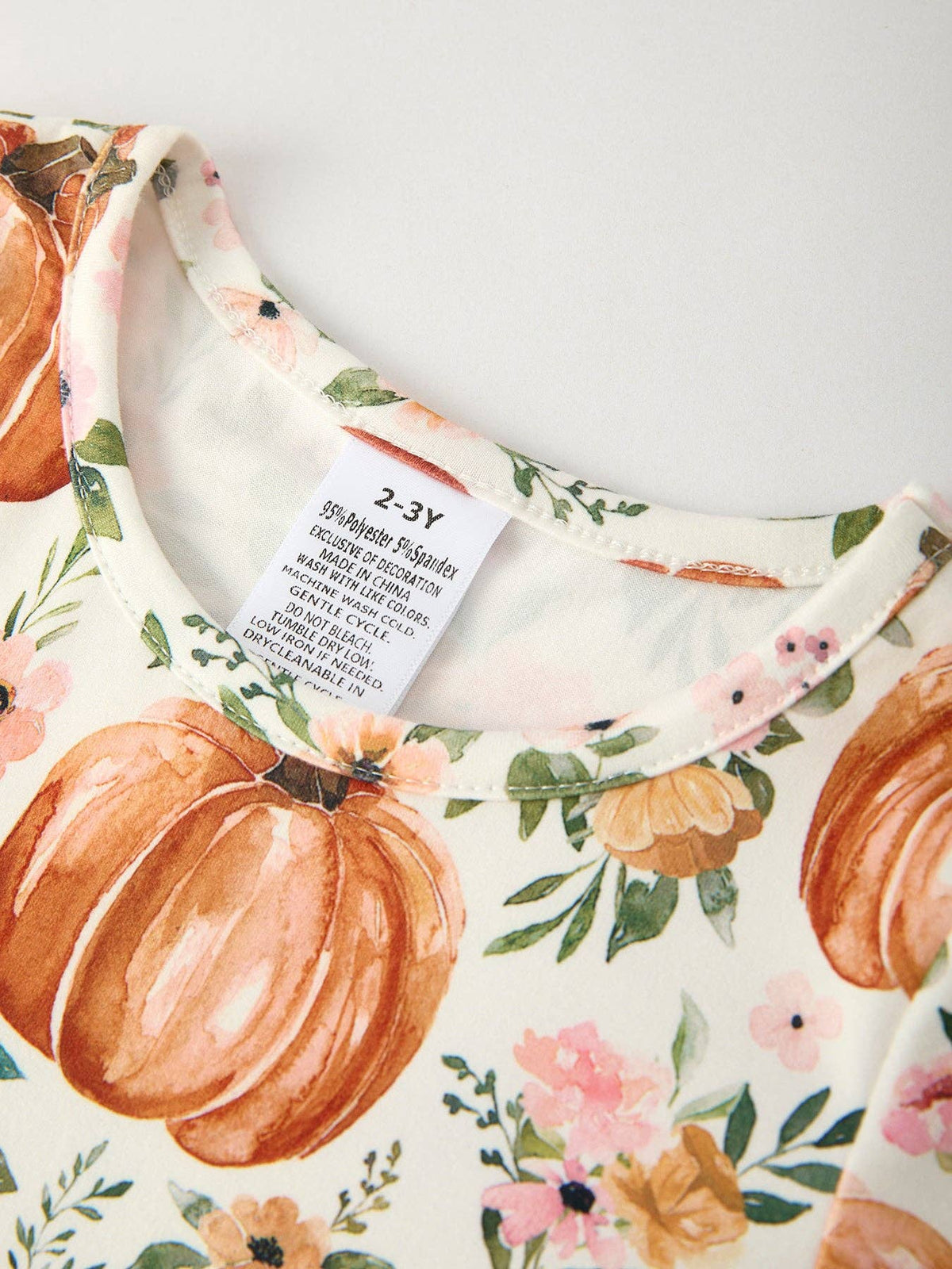 Pumpkin Floral Long Sleeve Dress