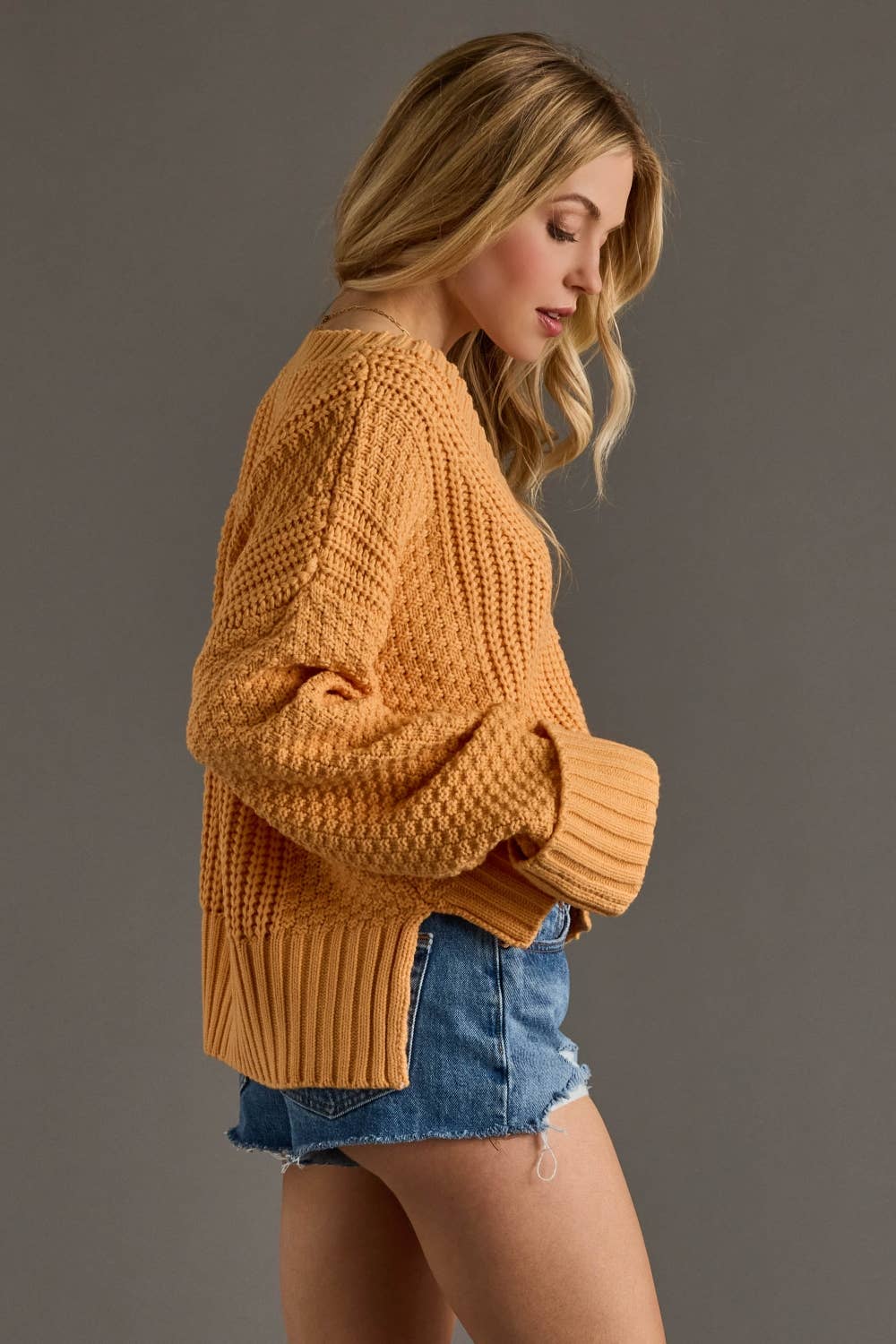 Orange Button Up Cardigan