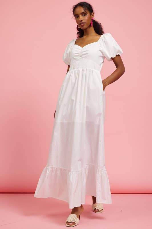Bubble Sleeve Poplin Dress