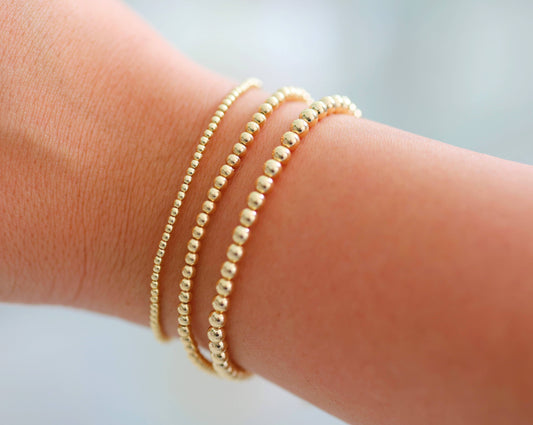 "PARIS" Gold Filled Beaded Bracelets Stack