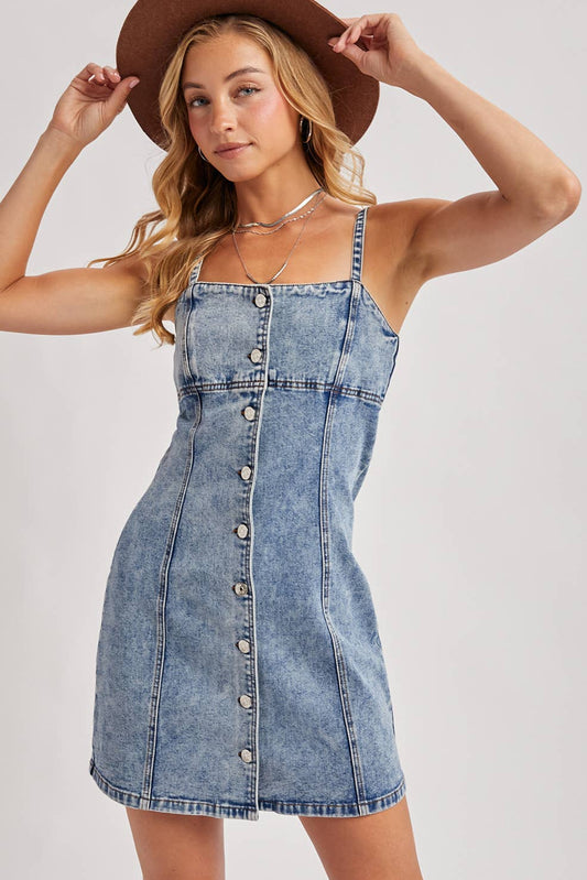 DENIM BUTTON DOWN MINI DRESS