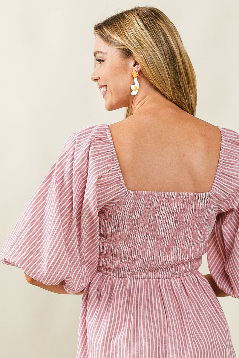 Square-neck Smocked Dress