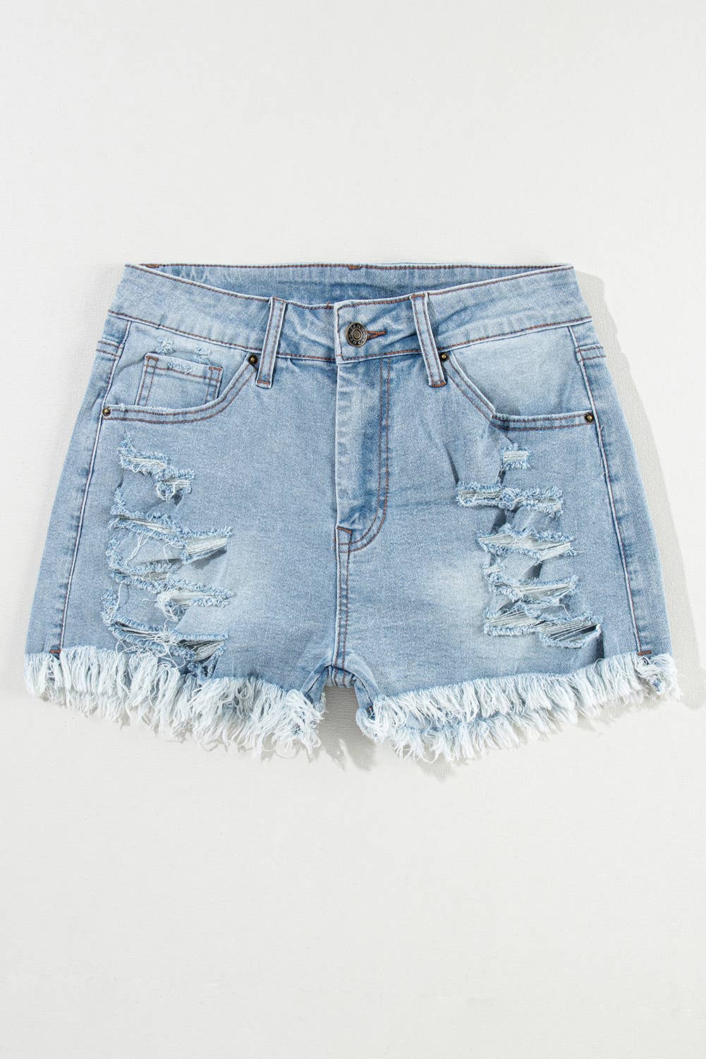 LDC Wash Raw Hem Frayed Straight Leg Denim Shorts