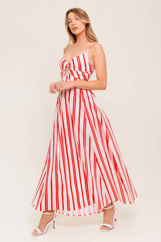 Striped woven ankle dress