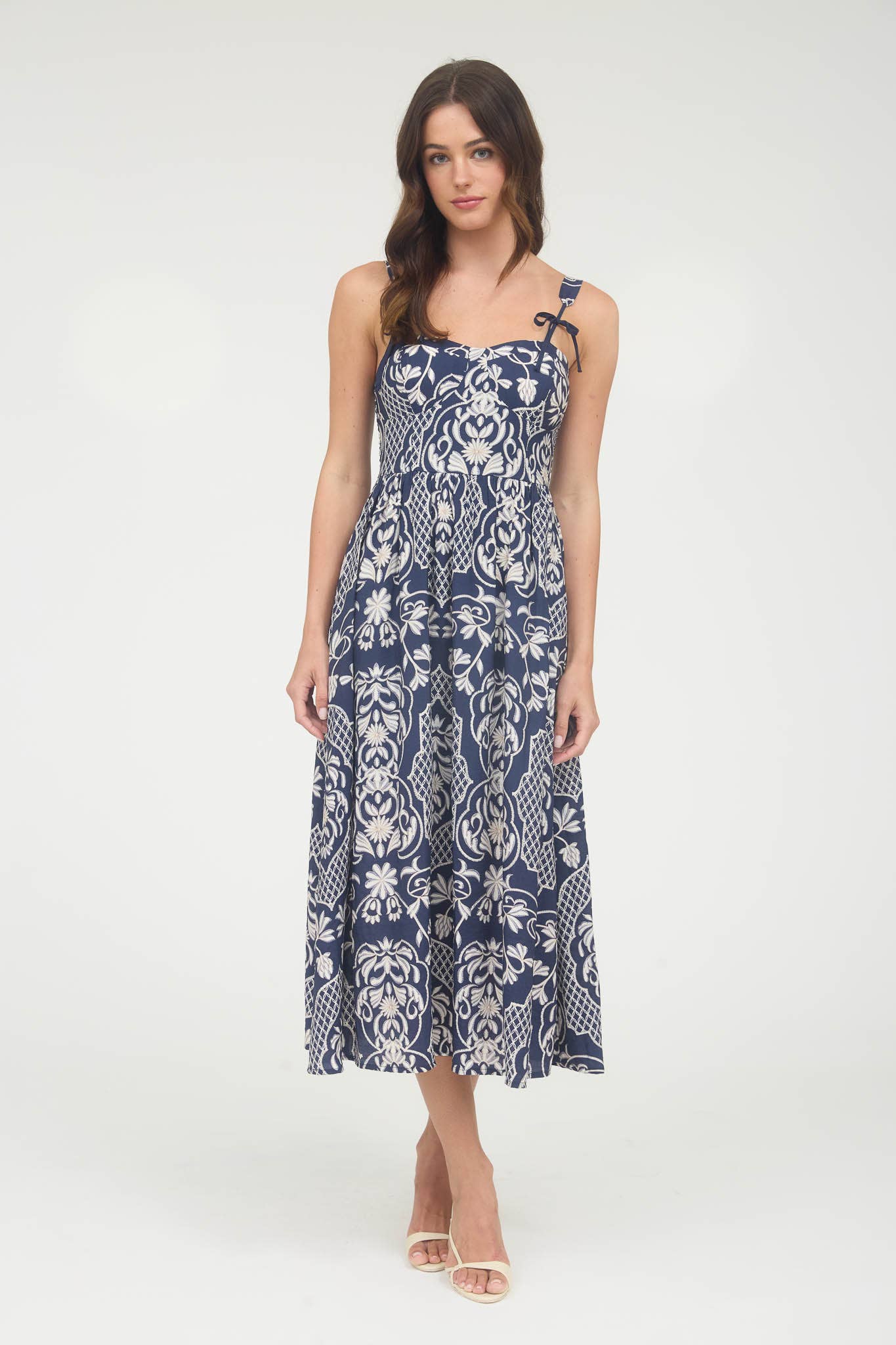 DAMASK SLEEVELESS MIDI DRESS