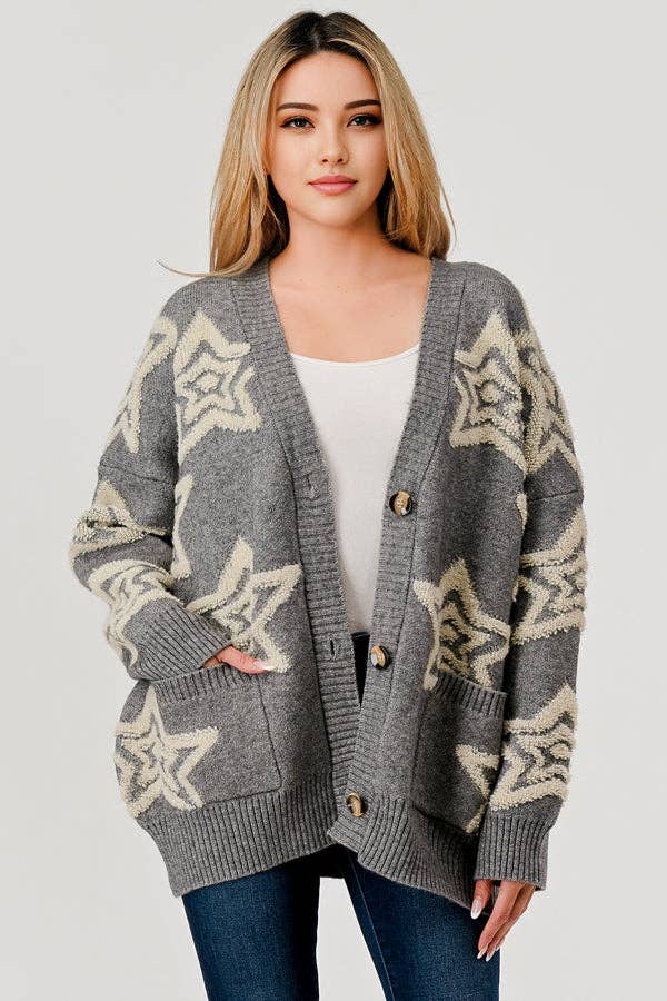 Star Oversized Cardigan Sweater