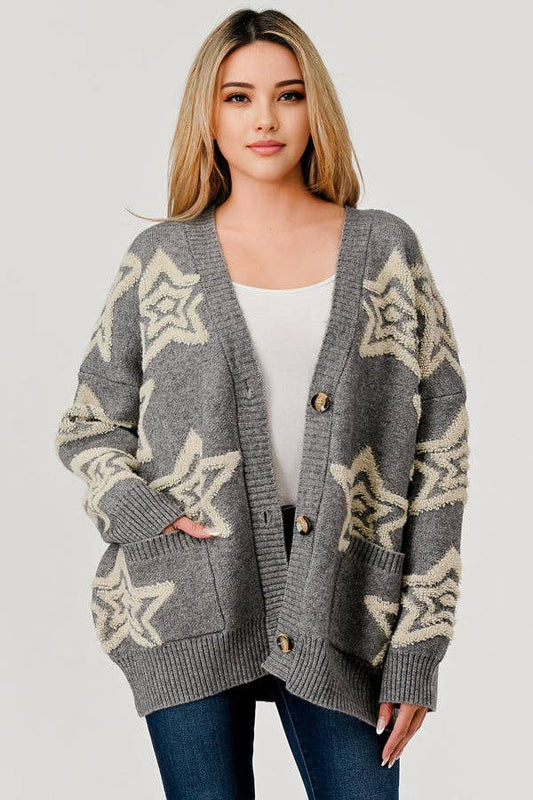 Star Oversized Cardigan Sweater